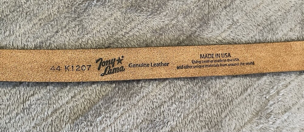 Tony Lama Men's Genuine Leather Brown Belt Size 44 Made Is USA Cowboy Western - Picture 4 of 10